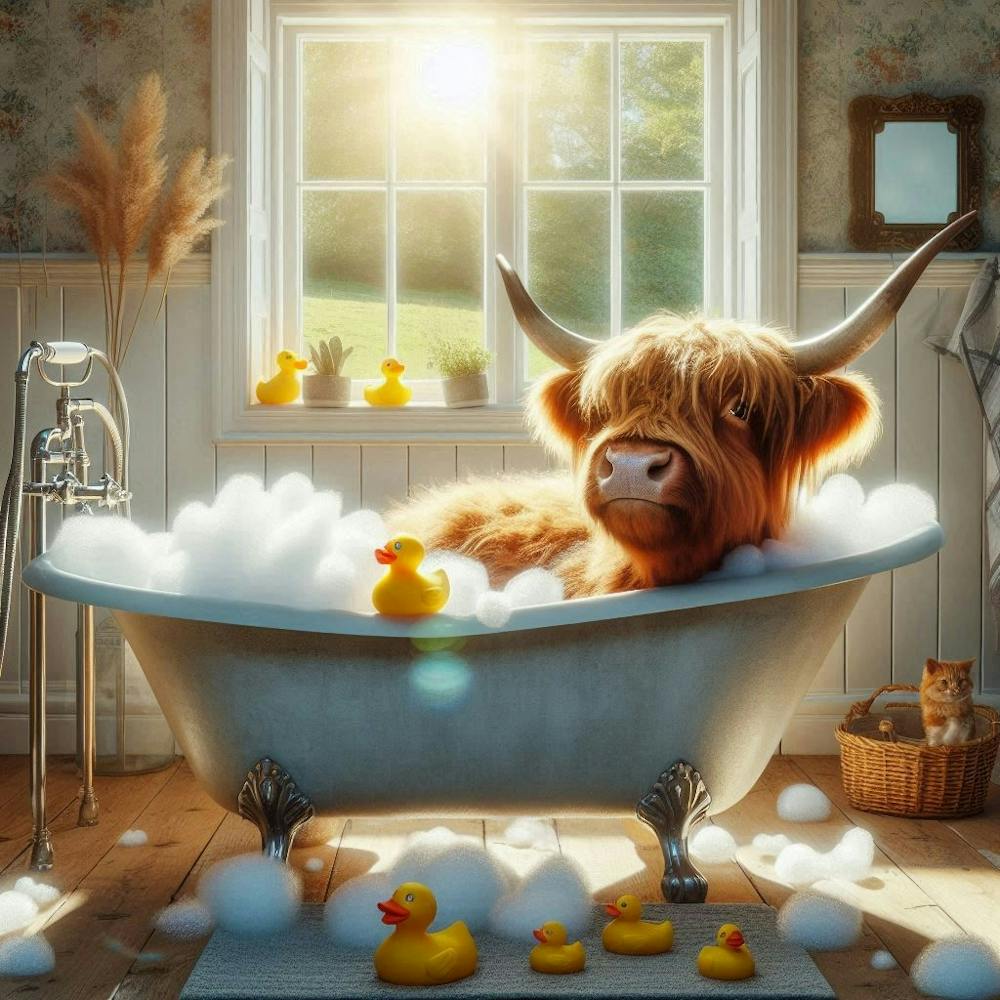 highland Cow In A Bathtub 3