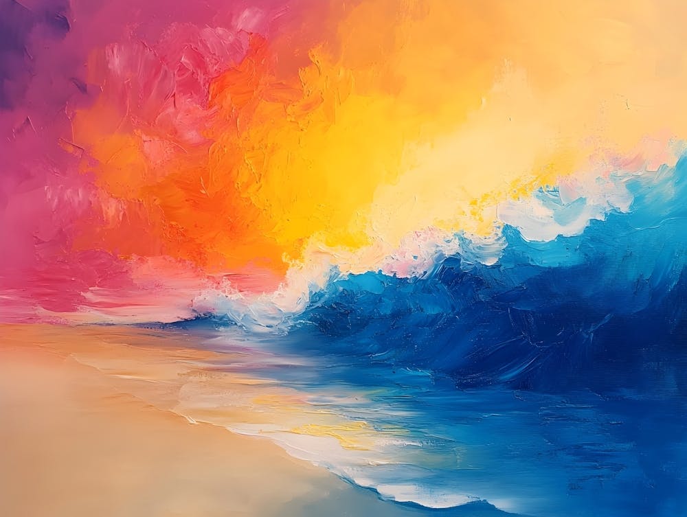 Colorful Seascape In Acrylic
