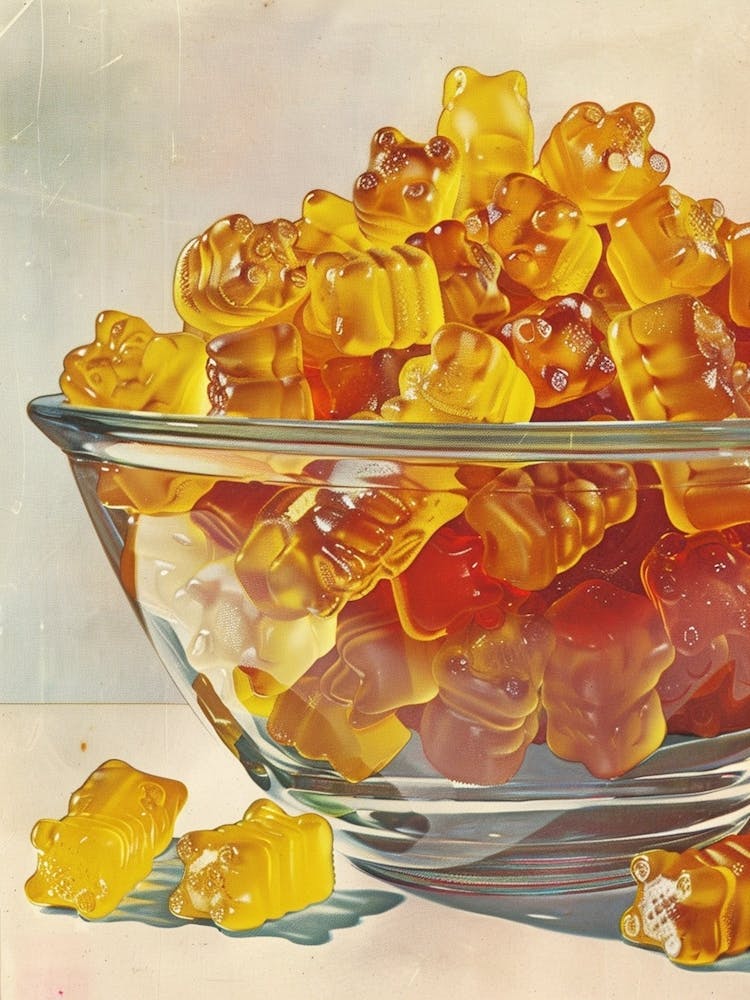 Retro Yellow Gummy Bears Vintage Cookbook Inspired 2