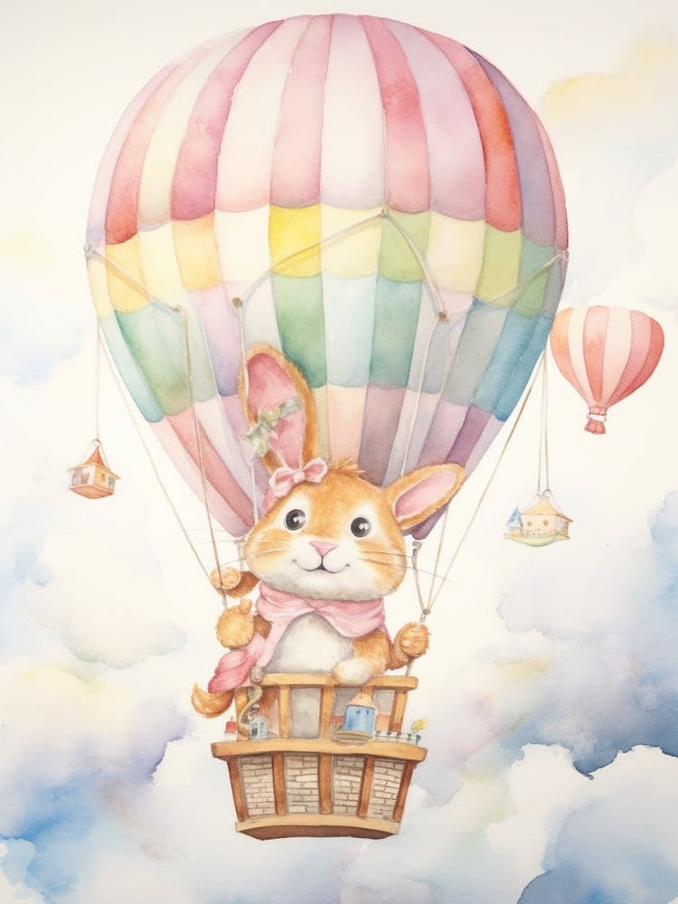 Baby Rabbit 4 In A Hot Air Balloon