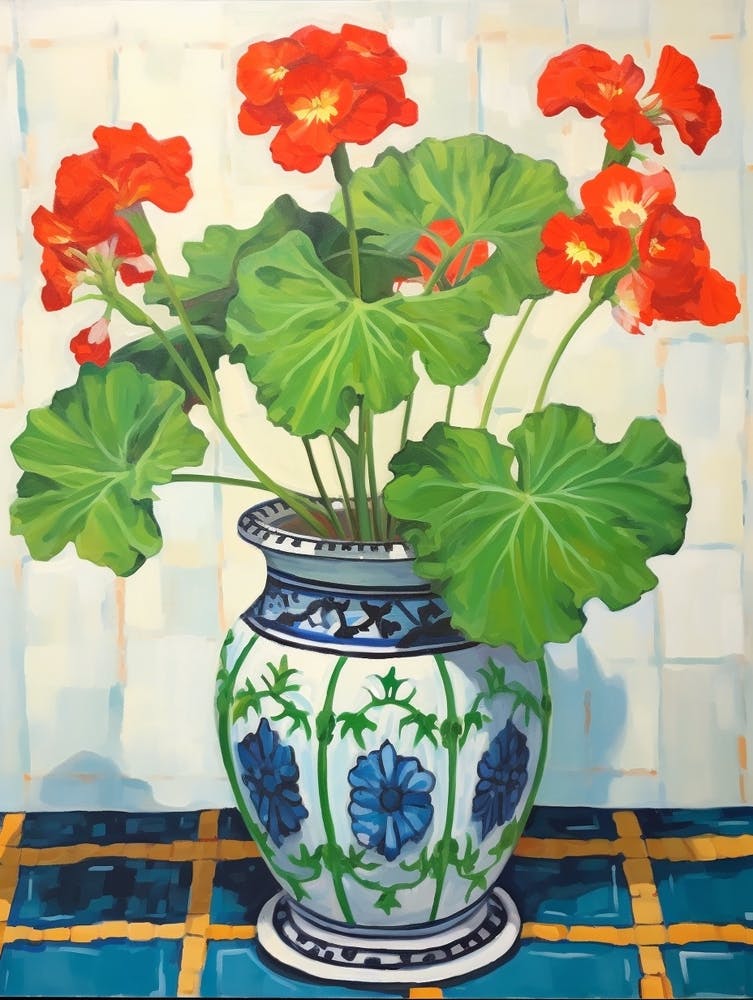 Flowers In A Vase Still Life Painting Geranium 2