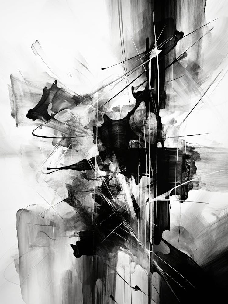 Transcendent Echoes Abstract Black And White 4