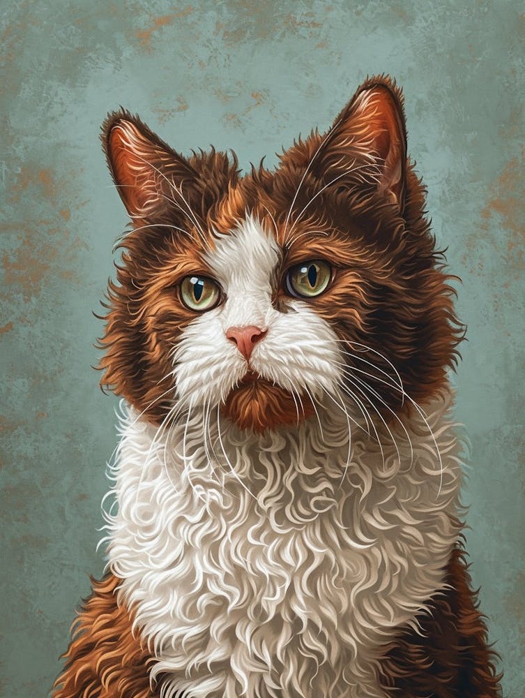 Selkirk Rex Cat Relief Illustration 4