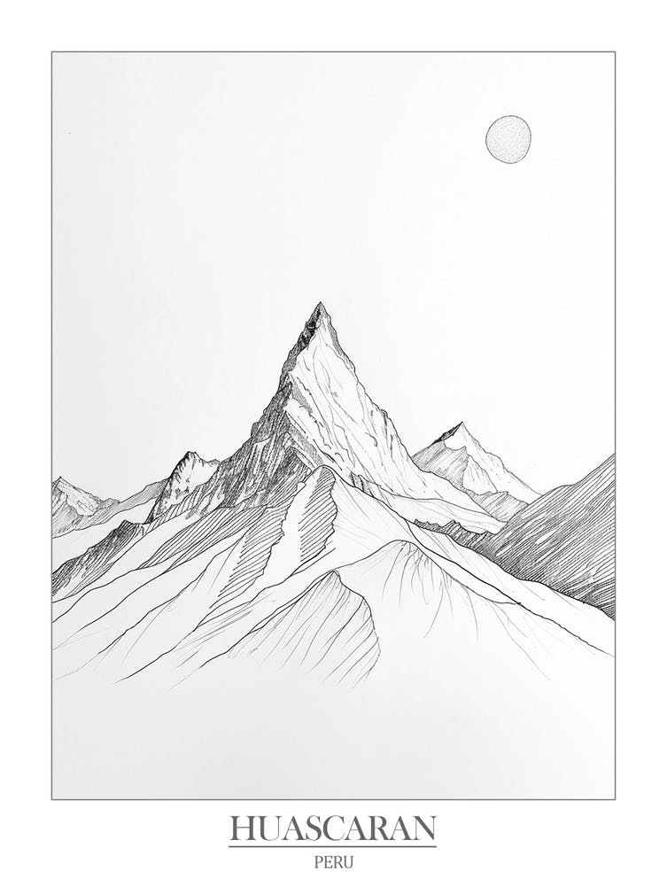 Affiche Huascaran Peru Dessin au Trait 2