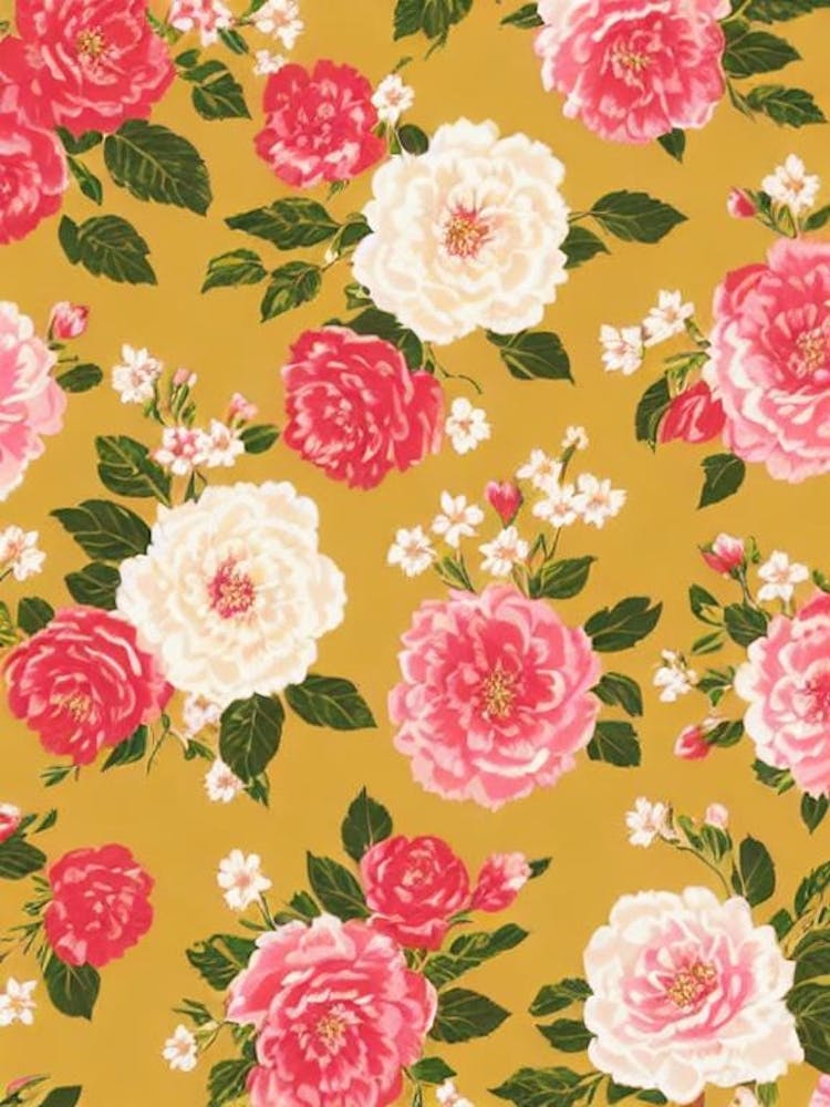 Camellia Floral Print Retro Pattern1 Flower
