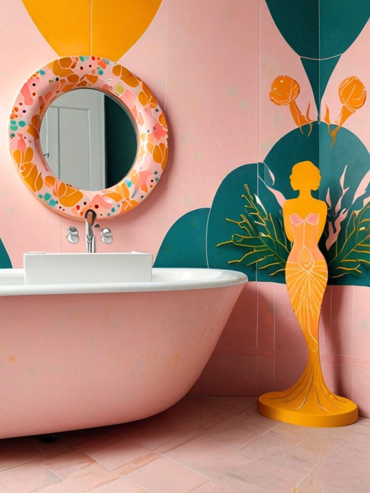 Pink And Yellow Bathroom