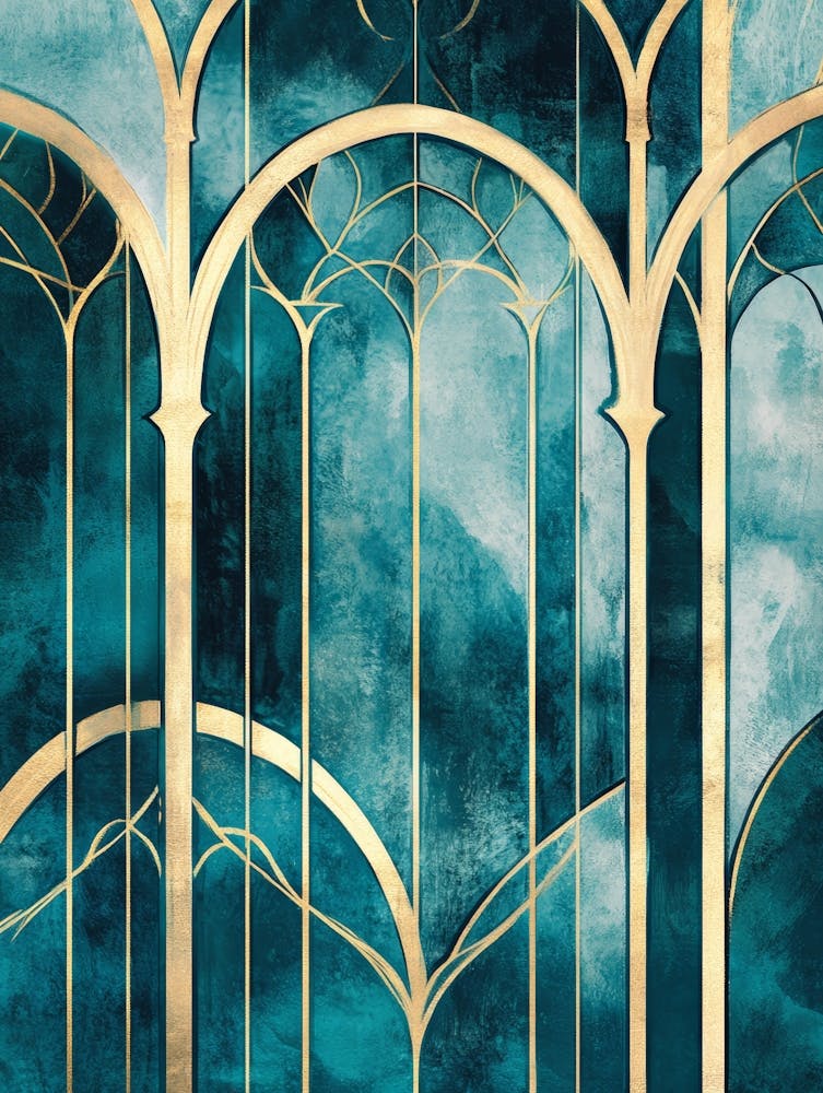 Gold And Teal Canvas Print