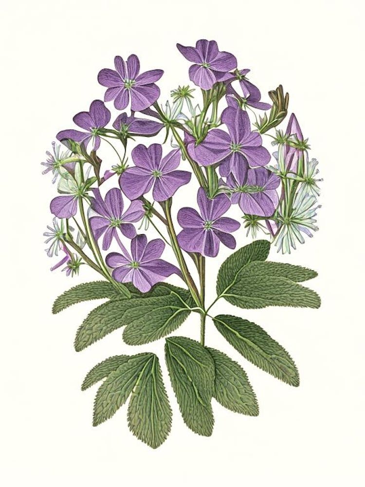 Creeping Phlox Wildflower Vintage Botanical