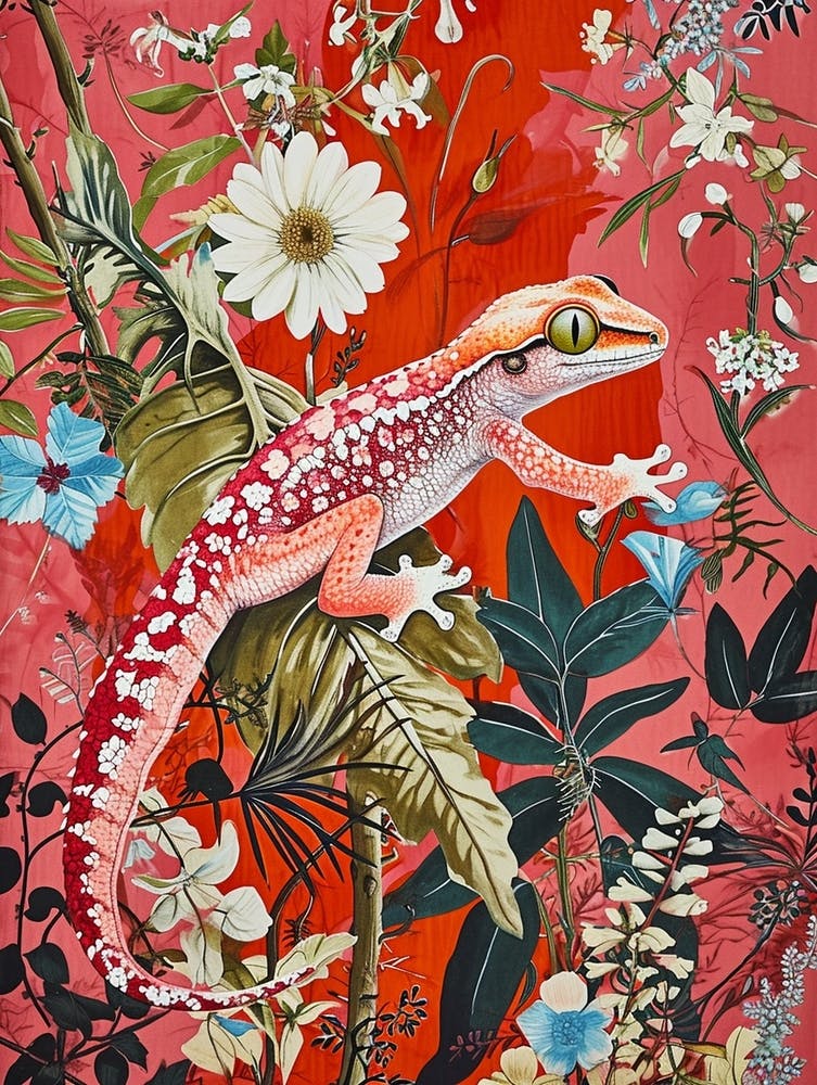 Floral Animal Painting Gecko 2