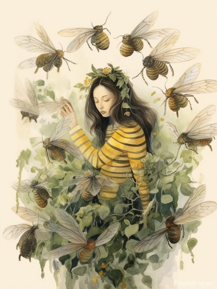 Reine Abeille Ruche Illustration Aquarelle 3