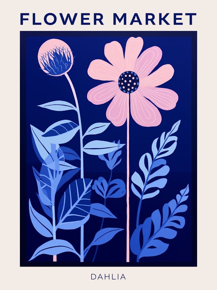 Blue Flower Market Poster Dahlia 3