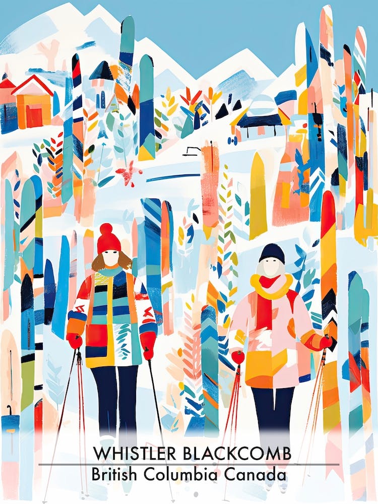 Whistler Blackcomb   British Columbia Canada, Ski Resort Poster Illustration 5