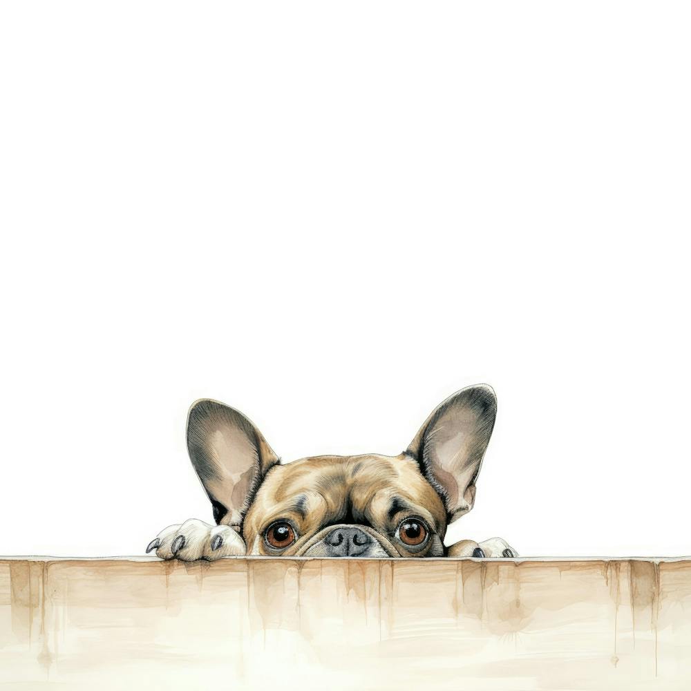 French Bulldog Peeking Over The Fence
