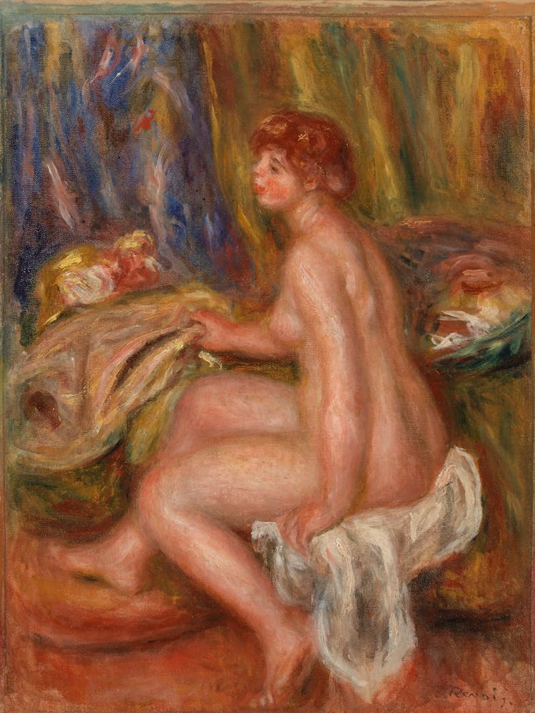 Seated Female Nude, Profile View, Pierre Auguste Renoir
