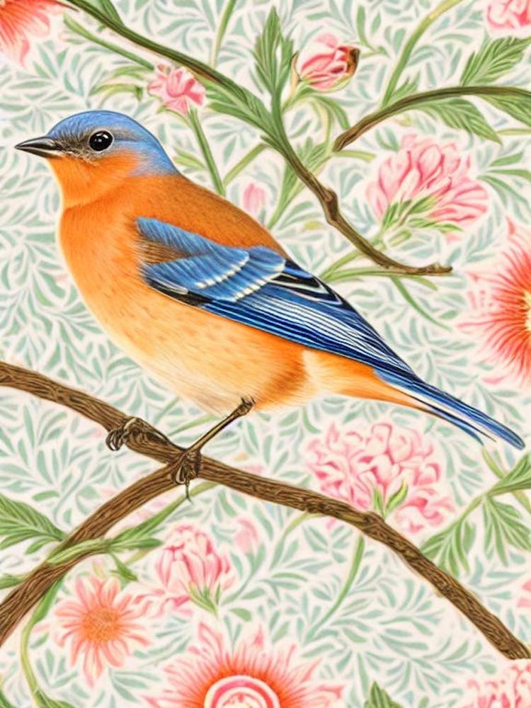 Eastern Bluebird William Morris Style Bird