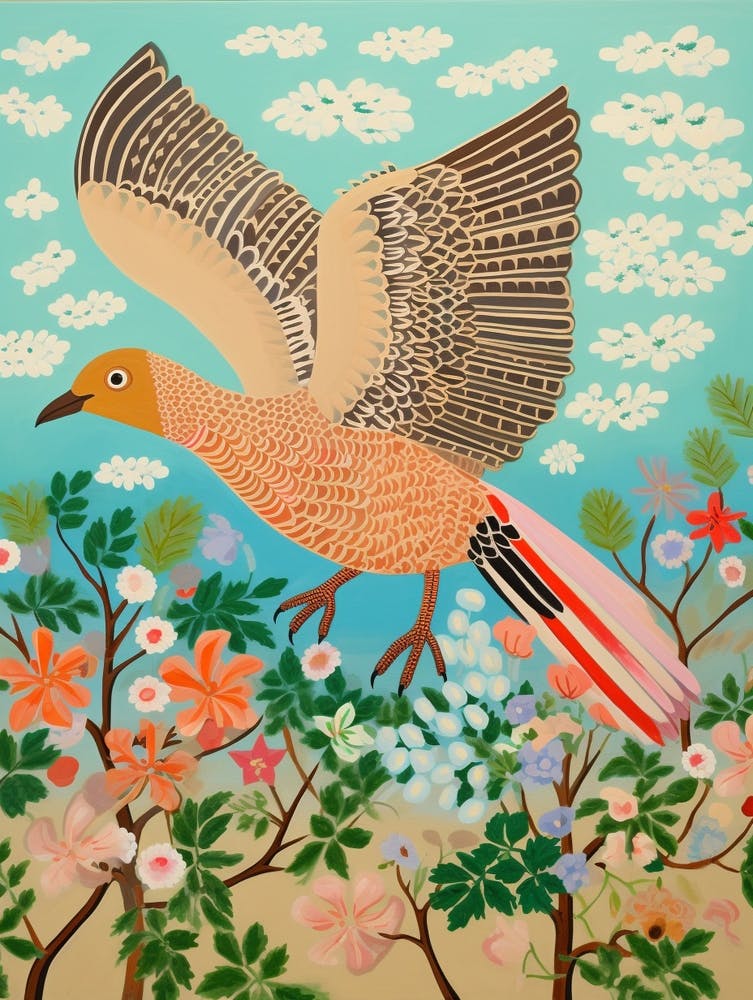 Maximalist Bird Painting Mockingbird 1