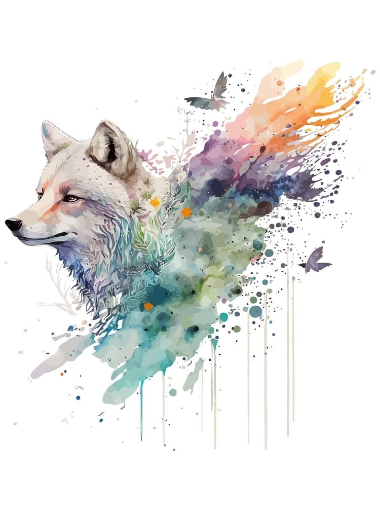 Wolf Watercolor Painting