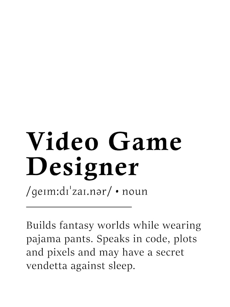 Video Game Designer Definition Poster - Dictionary