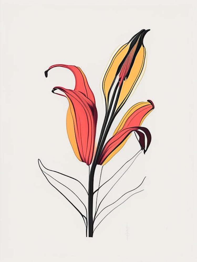 Inca Lily Floral Minimal Line Drawing 2 Flower