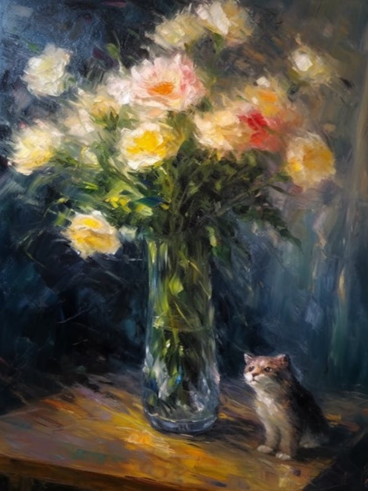 Lisianthus With A Cat 4