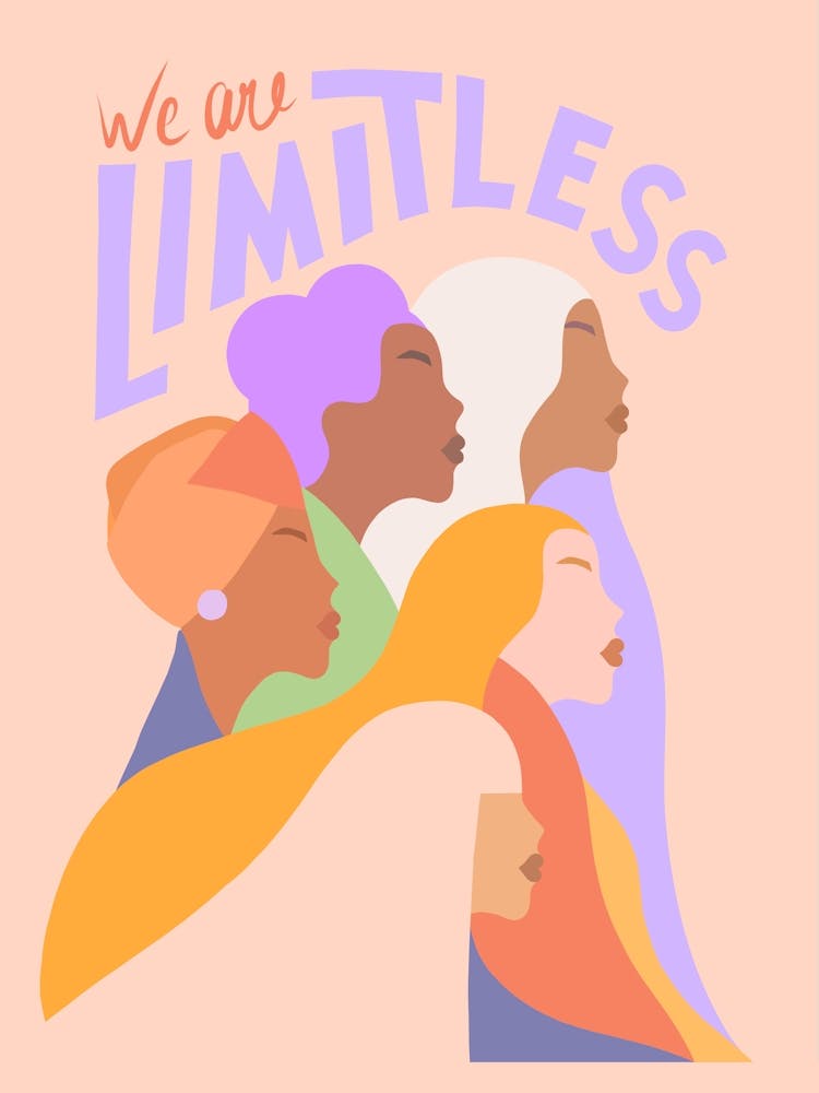 Minimal abstract Girl Power Inclusion pastel Peach fuzz