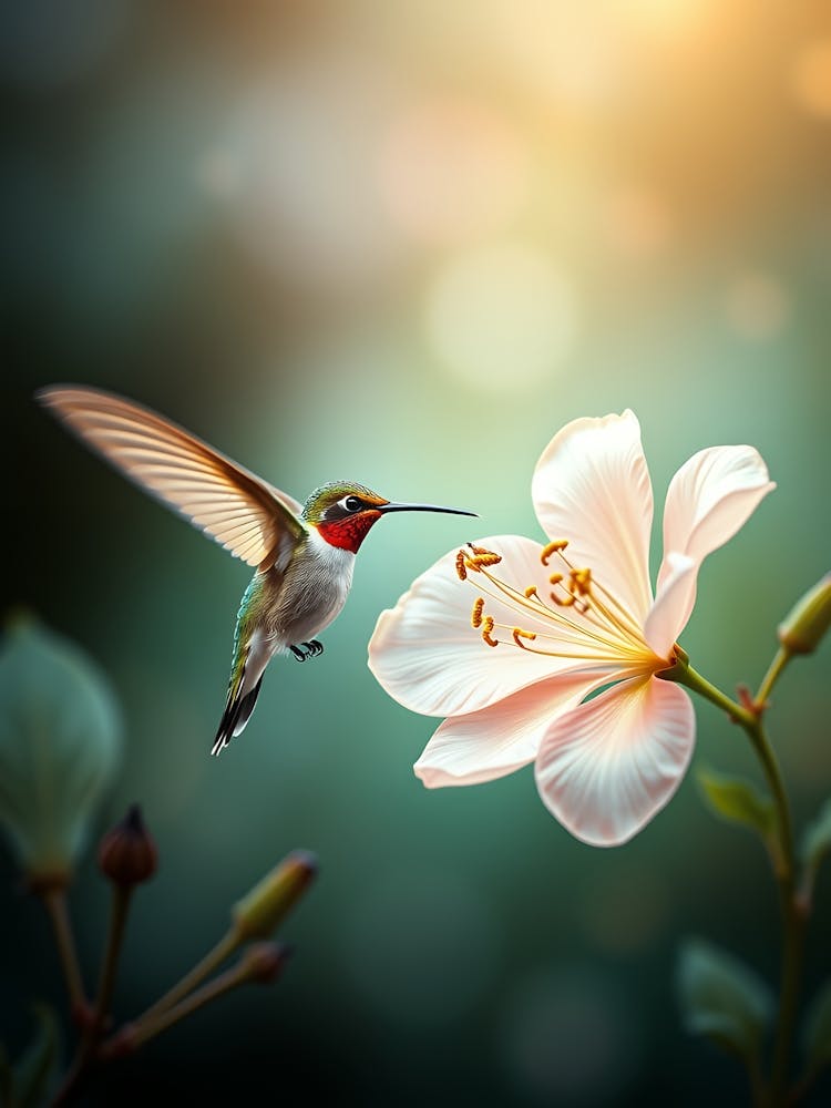 Hummingbird On A Flower