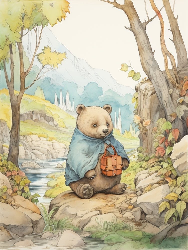 Storybook Animal Watercolour Wombat 1