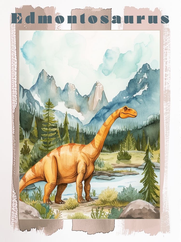Watercolour Of A Edmontosaurus Dinosaur 3 Poster
