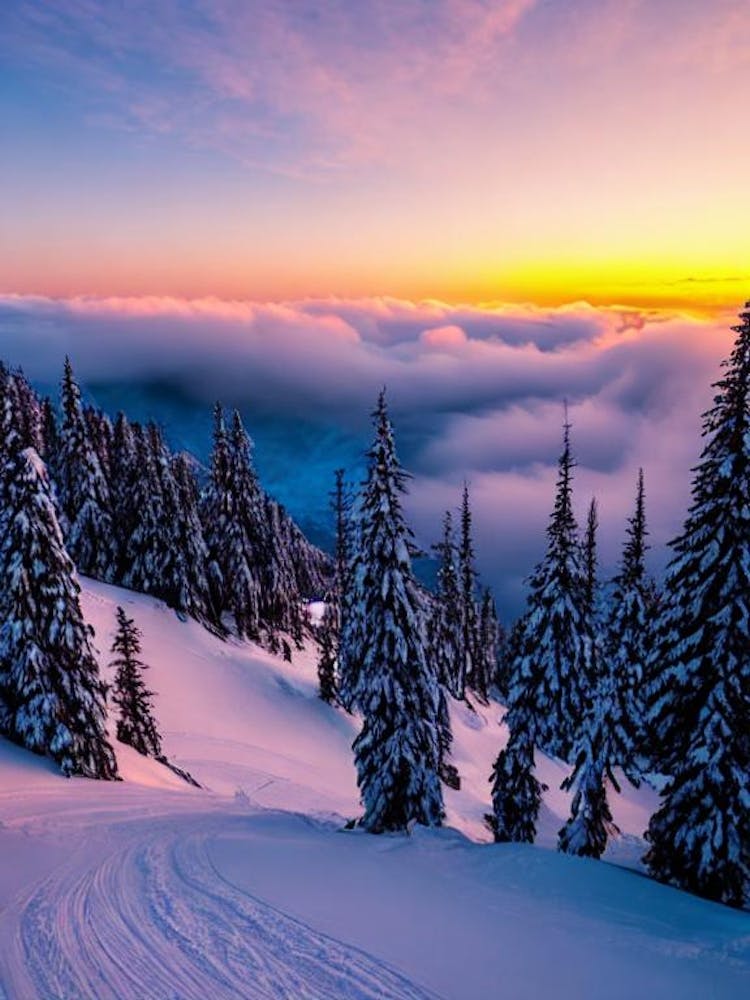 Engelberg, Switzerland Sunrise 1 Skiing Poster