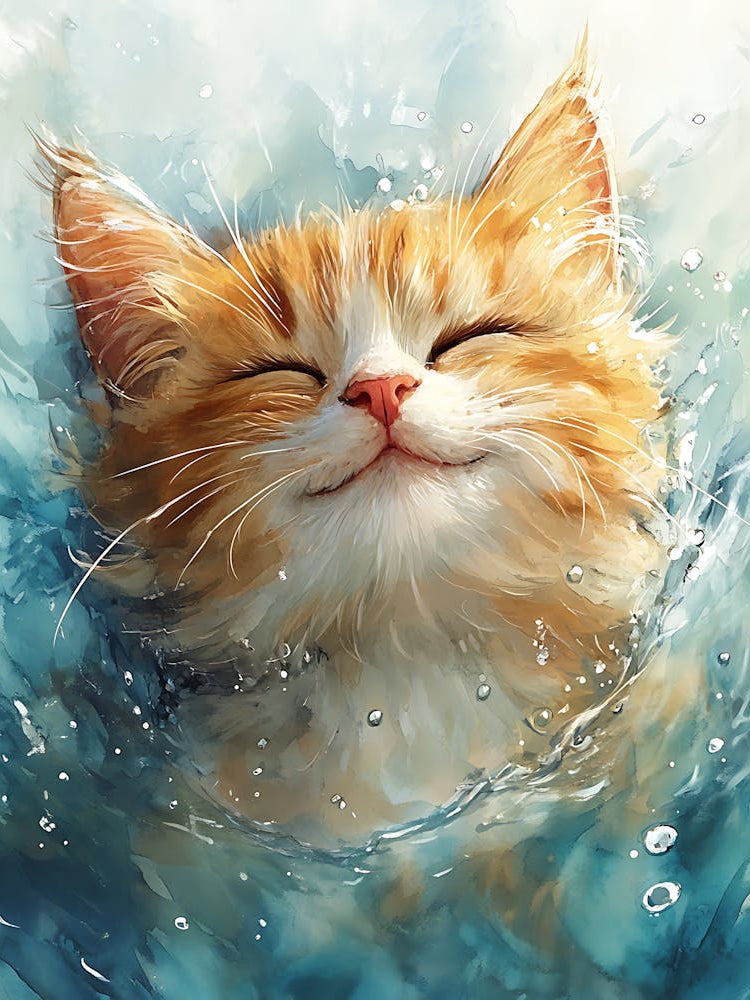 Orange Cat Floating on Water 2