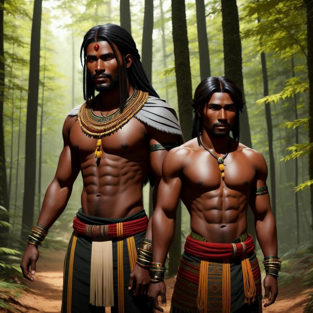 Two Indian Men In The Forest