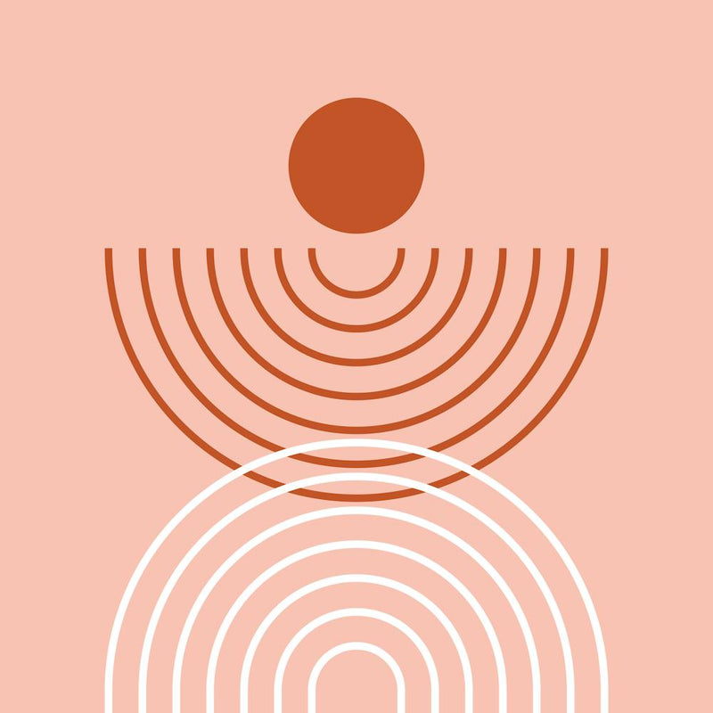 Midcentury Modern Rainbow Arch Sun Abstract A6 In Rust Rose Gold 02