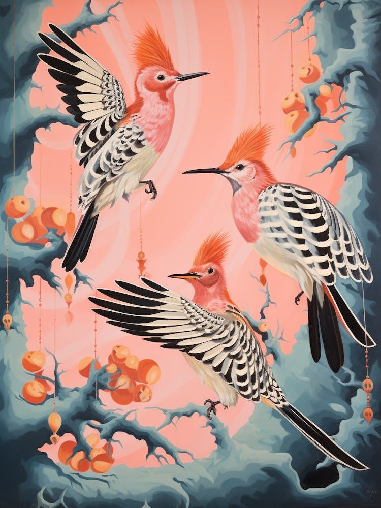 Vintage Japanese Inspired Bird Print Hoopoe 3