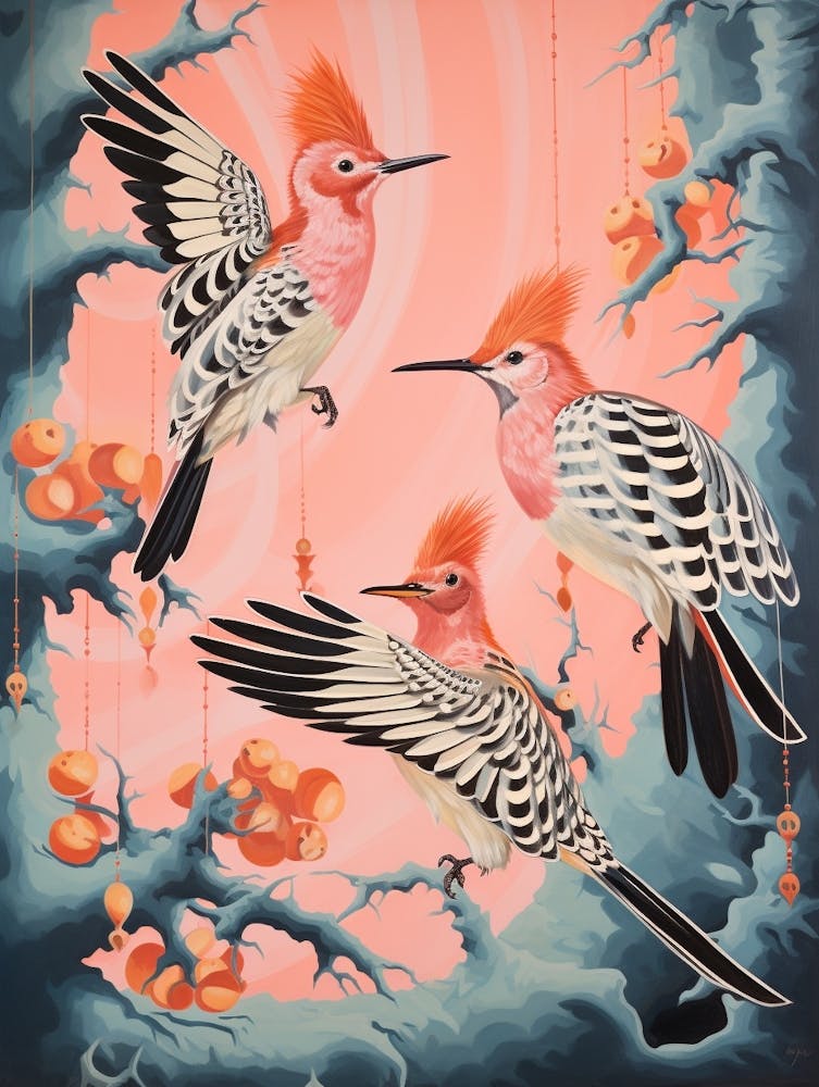 Vintage Japanese Inspired Bird Print Hoopoe 3