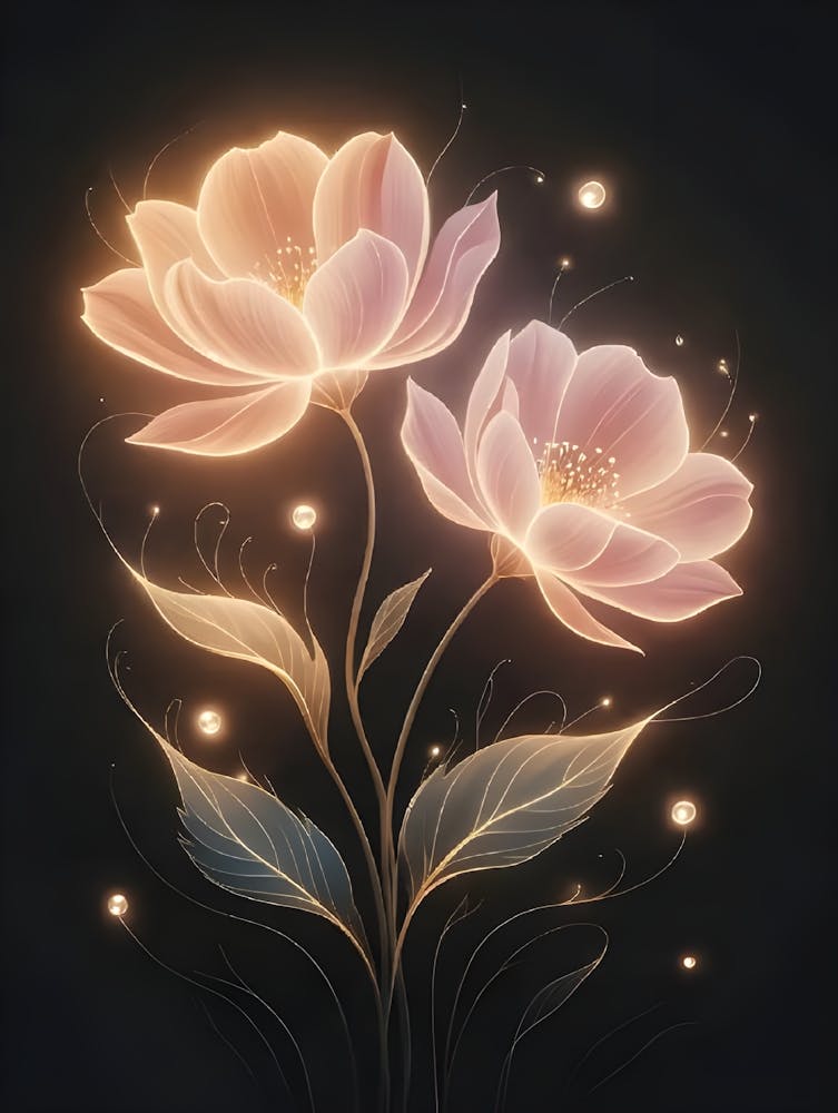 Lotus Flowers On Black Background
