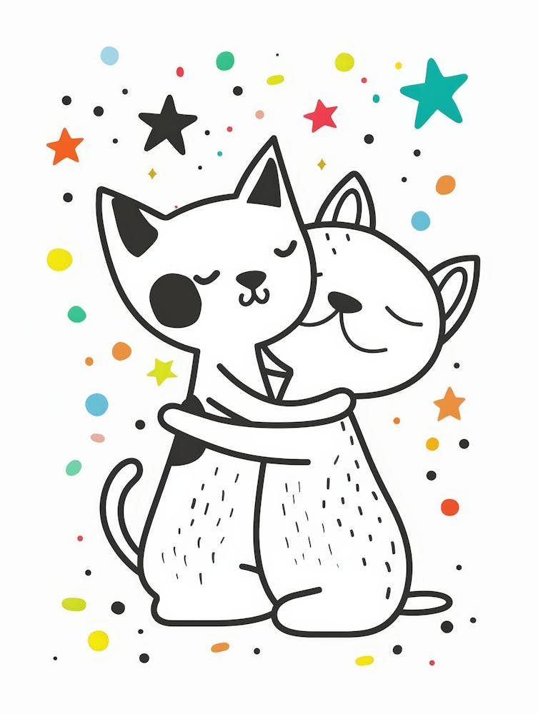 Two Cats Hugging 1
