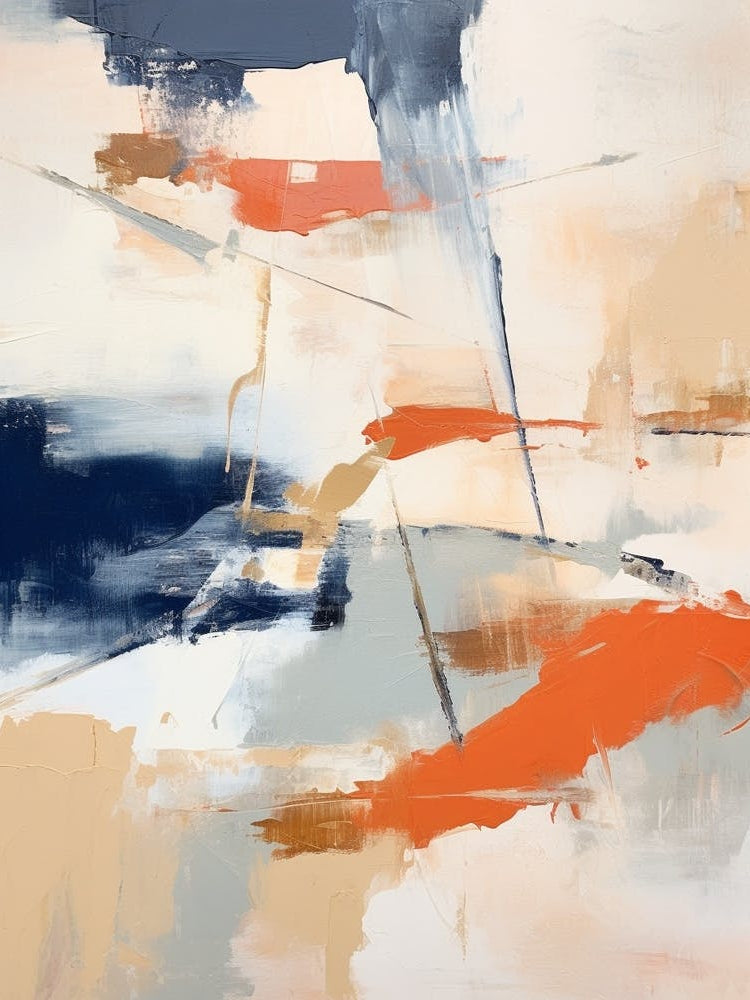Navy And Orange Autumn Abstract Painting 6