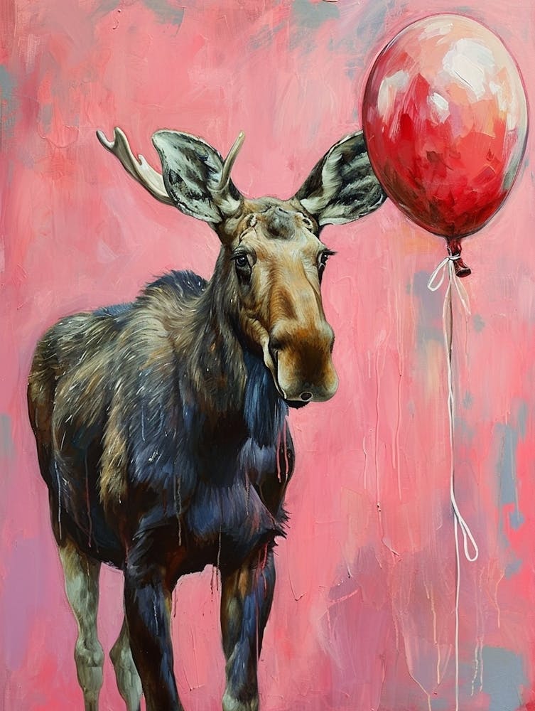 Cute Moose 1 With Balloon