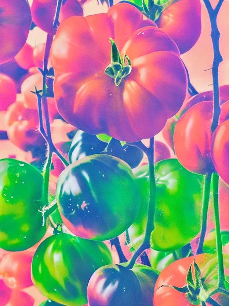 Tomato Risograph Retro Poster vegetable