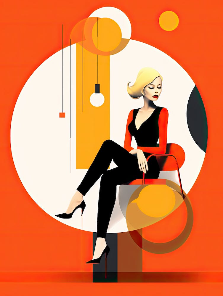 Abstract Woman Sitting On A Chair, minimalism