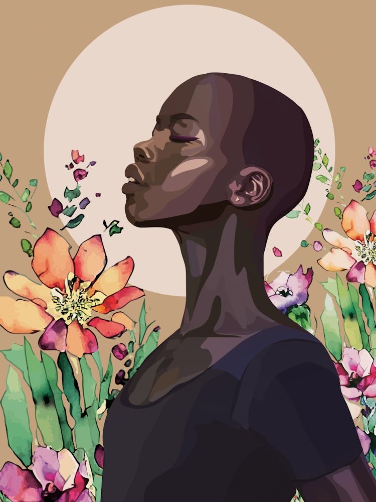 Woman In A Flower Garden 2