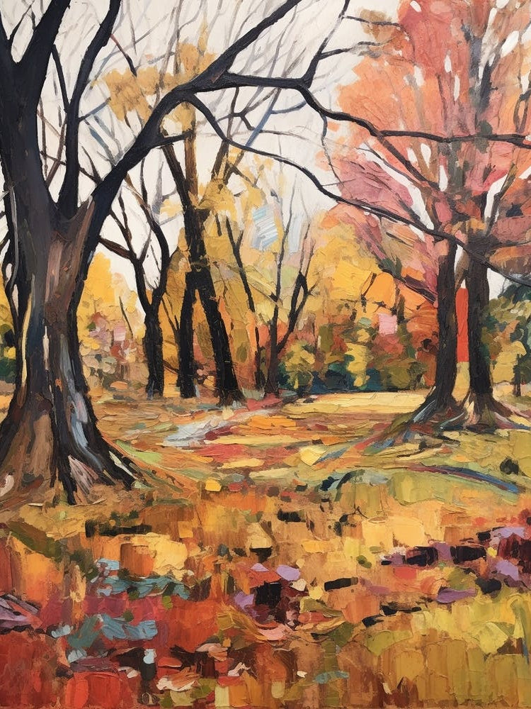 Autumn City Park Painting Hampstead Heath Park London 2