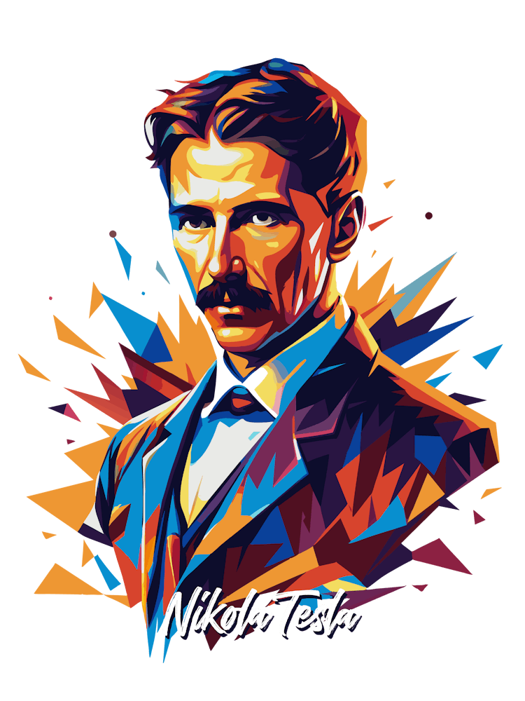 Nikola Tesla 01 Portrait WPAP Pop Art