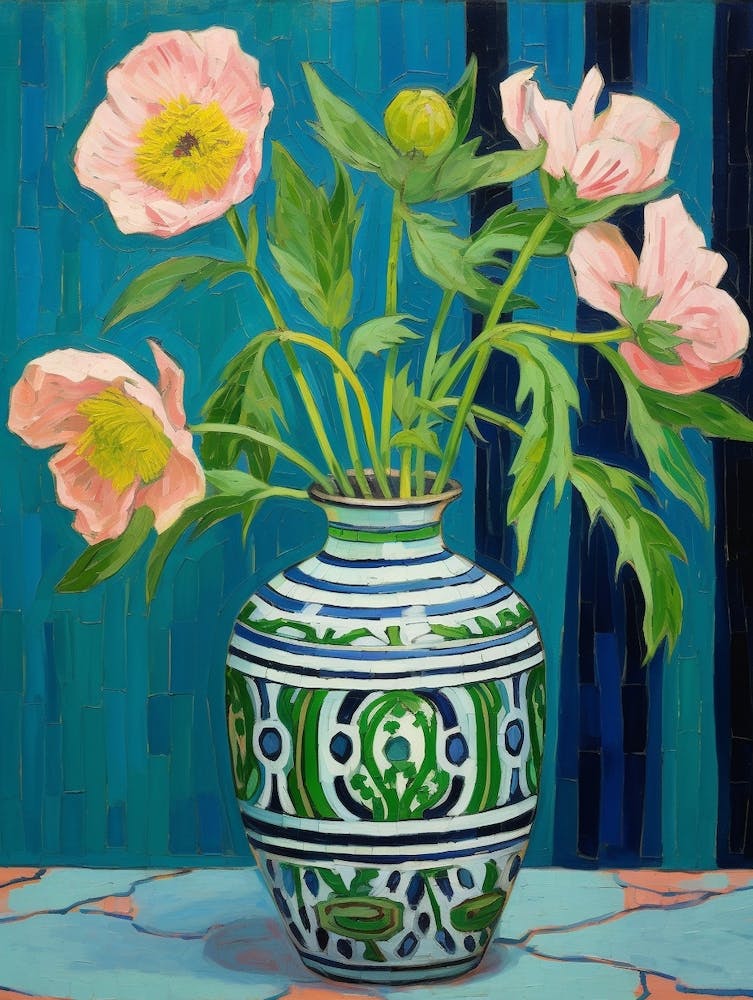Flowers In A Vase Still Life Painting Peony 3