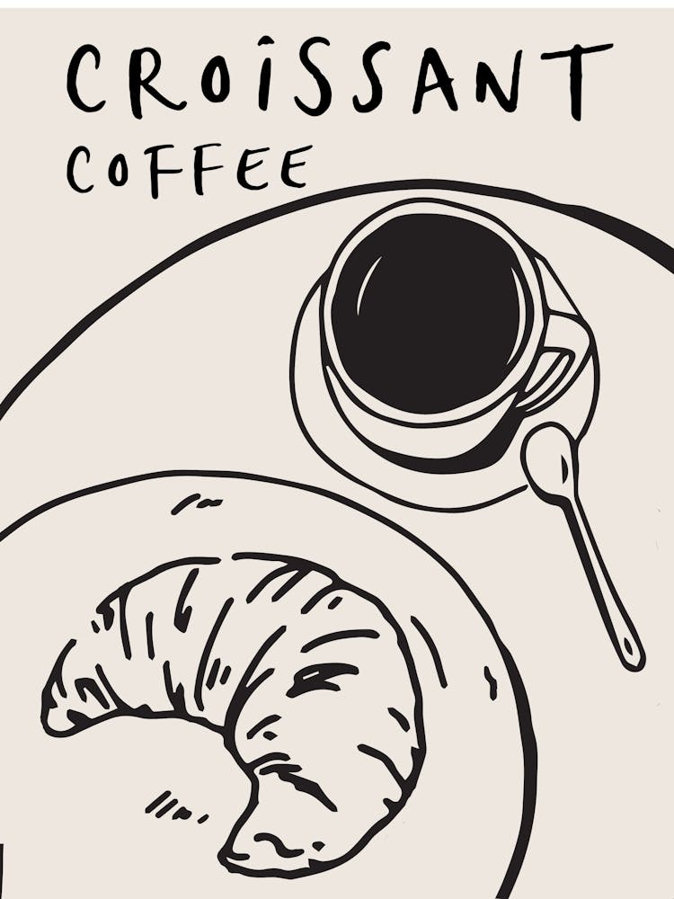 Kitchen Poster: Coffee and Croissant