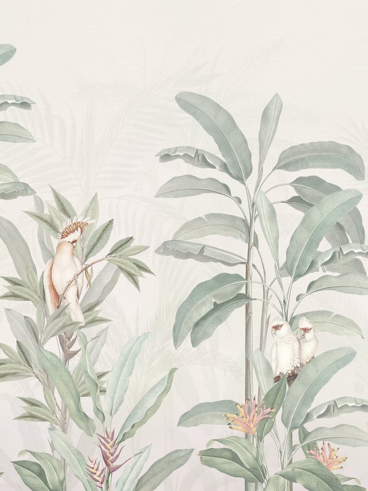 Oiseaux De La Jungle Tropicale Vintage Beige