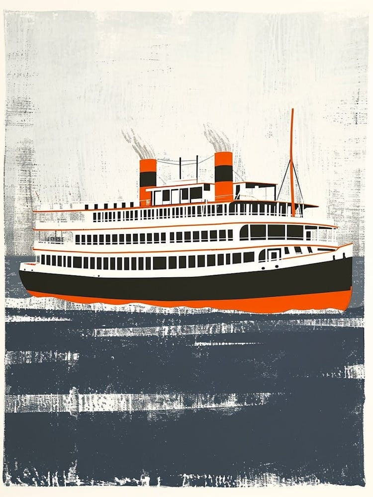 Steamboat Natchez Retro Lithograph 4