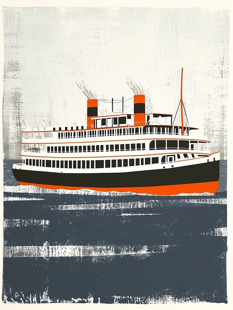 Steamboat Natchez Retro Lithograph 4