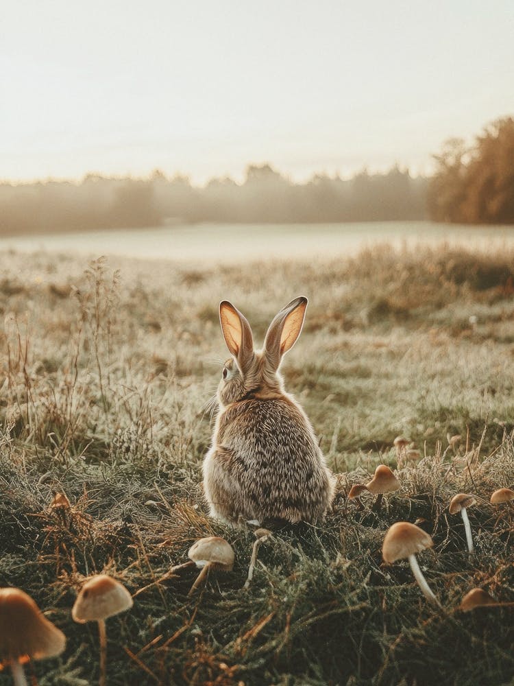 photography of a rabbit in a Whimsical woodland – soft golden light, earthy browns – cozy and enchanting nature – in the style of storybooks – ideal for nurseries, forest themed rooms, or cozy bedrooms 4
