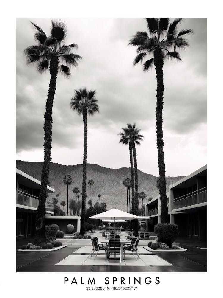 Poster Of Palm Springs, Black And White Analogue Photograph 2